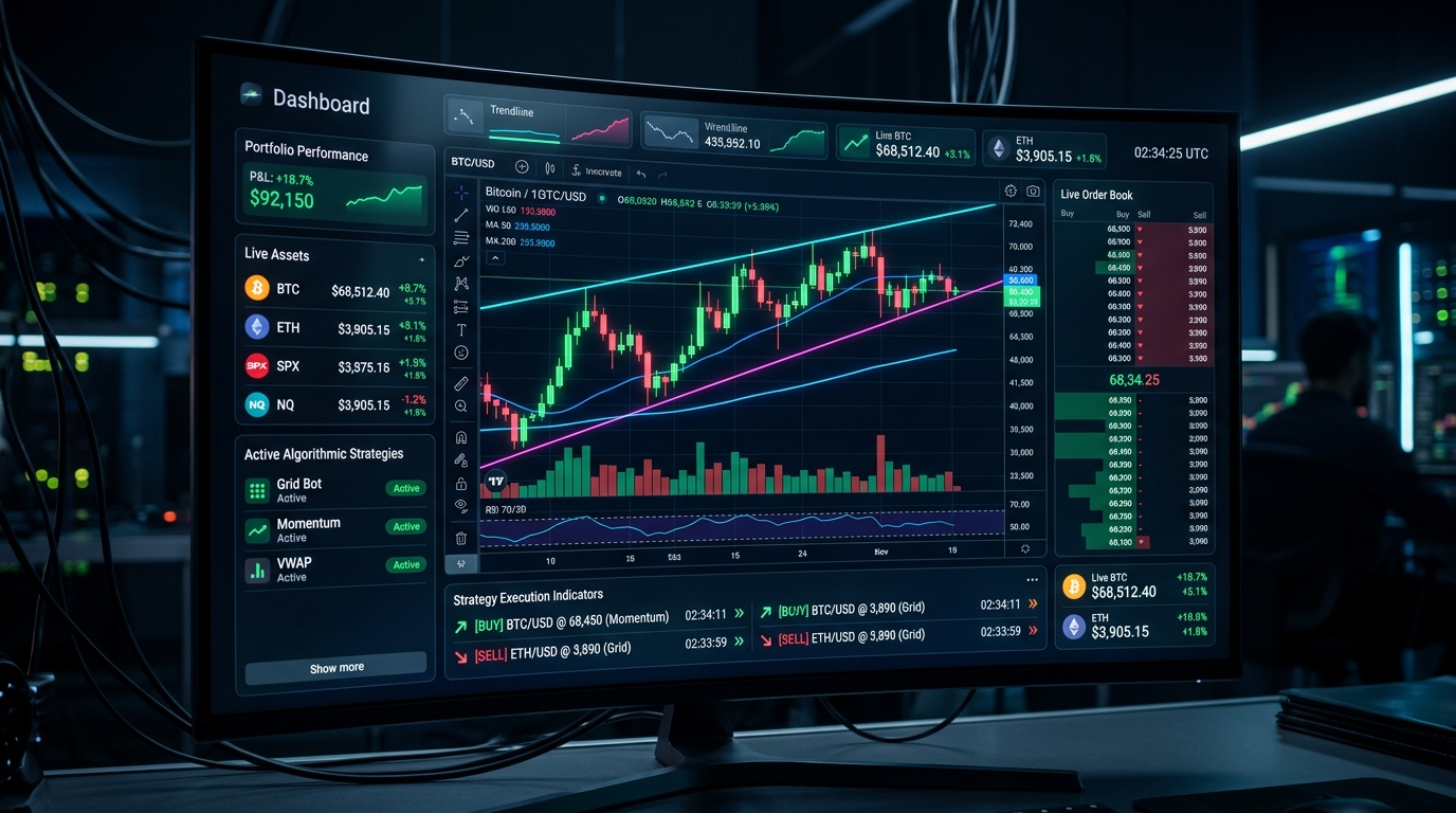 Algorithmic Trading Dashboard and Strategy Execution Chart